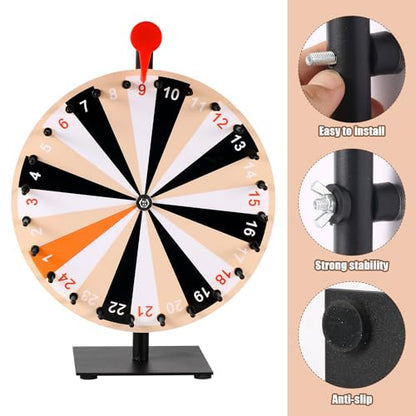 12 Inch Spinning Prize Wheel, 24 Slots Tabletop Prize Wheel with Stand