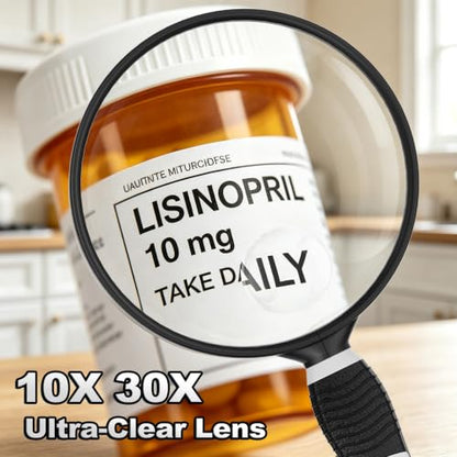 10X Magnifying Glass for Reading, 4.3" Senior Handheld Magnifier