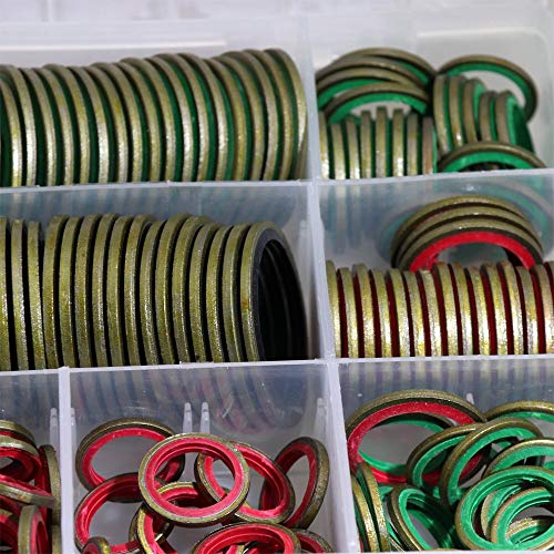 KOOTANS 240PCS 12 Sizes NBR Metal Bonded Sealing Washer Assort Kit