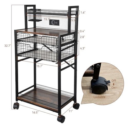 OPHIR 5 Tier Metal Airbrush Storage Cart for Air Compressor,Paint Supplies