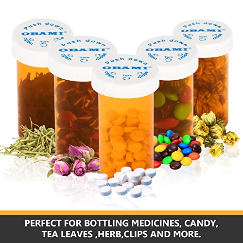 Plastic Medicine Pill Bottles with Child Resistant Caps - Push Down and Turn - Prescription Vial, Medicine Container, Pill Cases Dispenser Organizers (12pcs, 13 Dram) - size: 13 Dram