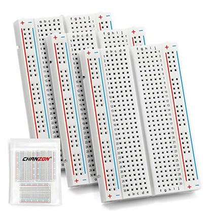 Chanzon 3 pcs Breadboard 400 Tie Points BB-801 Solderless Prototype Kit PCB
