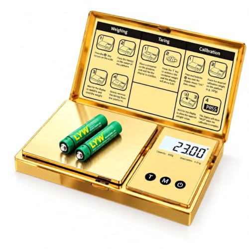 Gram Scale 0.01/200g Accuracy,6 Units Tare Function for Jewelry Coin - color: Golden