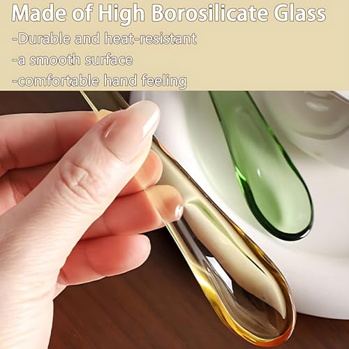 Glass Dessert Spoons 4.8 Inch Transparent Borosilicate Teaspoons Small Coffee Spoon for Espresso Sugar Cake Desserts Soups Tea Parties Family Gatherings (Gray) - color: Gray