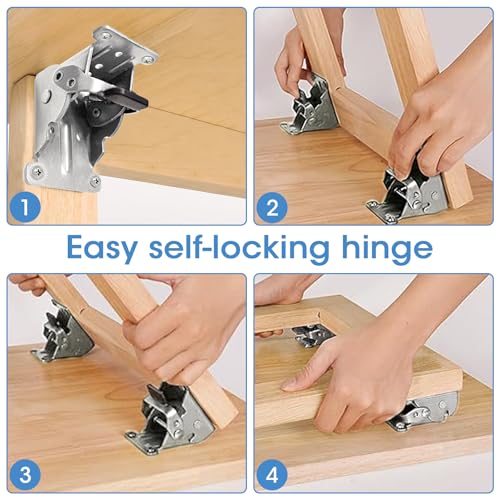TopDirect 4 Pack Locking Hinge for Folding Table Brackets (Silver) - color: Silver, size: 4 Pack