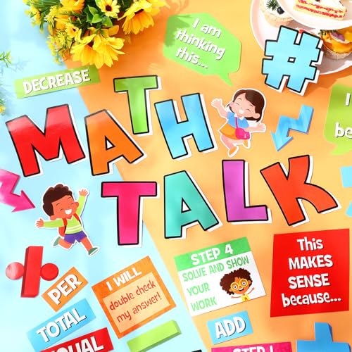 Pajean 85 Pcs Math Talk Bulletin Board Set Math Posters Classroom Decor - style: Math Talk