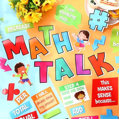 Pajean 85 Pcs Math Talk Bulletin Board Set Math Posters Classroom Decor - style: Math Talk