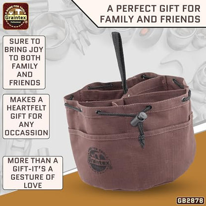Graintex 18 Pockets Grab Bag Rip-stop Canvas Drawstring Closure, Small Part Organizer Pouch, Small Tools, Screws, Parts, Parachute Tool Bag for Efficient Storage - Coffee Brown - color: Coffee Brown