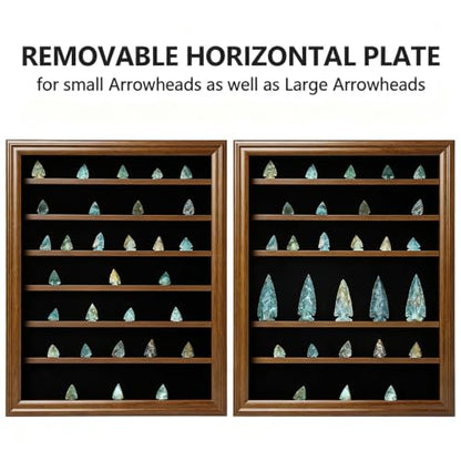KCRasan Arrowhead Display Case Native American Arrowhead Shadow Box, Walnut - size: Large Walnut