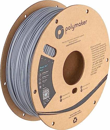 Polymaker PLA Filament, Grey 3D Printing PLA Filament 1.75mm 1kg - PolyLite 3D Printer PLA Filament, Dimensional Accuracy +/- 0.03mm, Compatible with Most 3D Printer, Grey - color: 114 - 1.75mm Grey (Hex Code: #8b8e96), size: 1.75 Millimeters