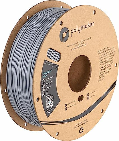 Polymaker PLA Filament, Grey 3D Printing PLA Filament 1.75mm 1kg - PolyLite 3D Printer PLA Filament, Dimensional Accuracy +/- 0.03mm, Compatible with Most 3D Printer, Grey - color: 114 - 1.75mm Grey (Hex Code: #8b8e96), size: 1.75 Millimeters