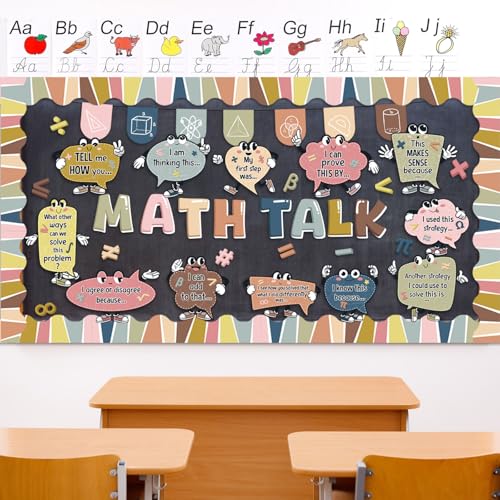 Honoson 54 Pcs Boho Math Bulletin Board, Math Theme Classroom Decor, Boho - style: Boho