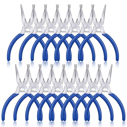 15 Pcs Mini Needle Nose Pliers, 4.7" Spring Loaded Thin Needle Nose Plier Small Plier with Wire Cutters for DIY Crafts Jewelry Making Tiny Project