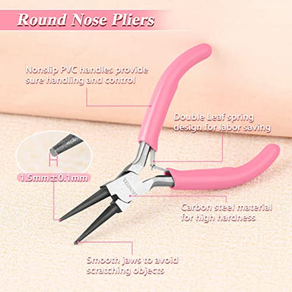 5-Inch Round Nose Pliers for Jewelry Making Wire Bending Tools Wire Looping Plier Small Needle Nose Pliers Smooth Jaws Mini Jewelry Making Supplies for Creating Bracelets Earrings Necklaces - style: Round Nose Pliers