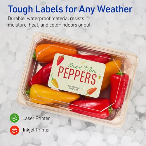 Avery Outdoor Waterproof Rectangle Labels with Sure Feed Technology, 1.5" x 3.75", White Film, Print-to-the-Edge, Compatible with Laser Printers, 1000 Labels Total - style: 1,000 labels