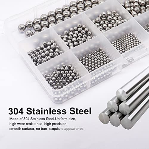 weideer 600pcs 12 Size Stainless Steel Precision Steel Balls 1-8mm Metric Bicycle Bearing Balls Assortment Kit Mixing Balls 1mm 2mm 2.5mm 3mm 3.5mm 4mm 4.5mm 5mm 5.5mm 6mm 7mm 8mm K-085-600 - size: SS 12size 600pcs Metric