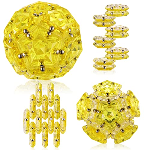 Magnetic Fidget Sphere - Anxiety Sensory Fidgets Toys - Crystal Golden - 12 Piece Set - Creativity Beyond Imagination, Inspirational, Recreational, Desk Toy for Adults - color: Crystal Golden