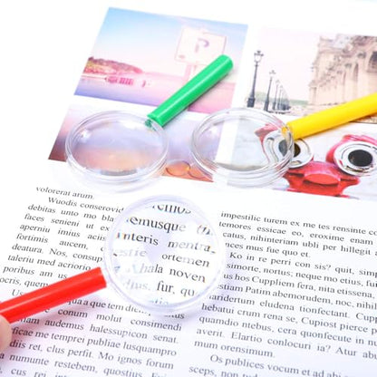Elcoho 24 Pack Colorful Magnifying Glasses with 8 Colors Plastic 3X Magnifying Glasses Party Favors Gifts for Young People Reading
