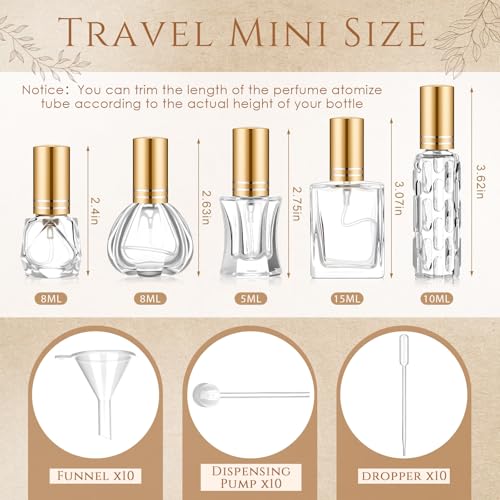 Domensi 30 Pack Vintage Glass Empty Perfume Bottles Refillable,Gold - color: Gold