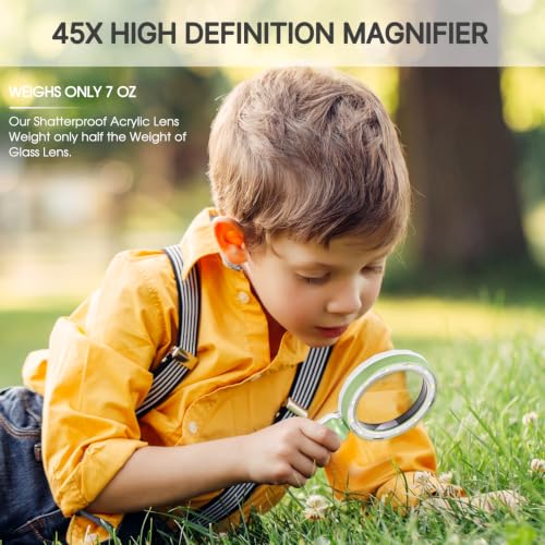 Magnifying Glass with Light, Rechargeable Magnifier for Seniors, Reading - color: Green