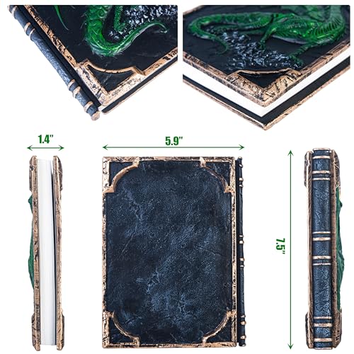 Handmade Flying Dragon Embossed Journal,Resin Engraving Notebook,Lined Paper,Hardcover Travel Notepad for Writing,Sketchbook,Collection,Gift,Decoration Diary for Man Woman A5 Size (New green flying dragon) - color: New green flying dragon