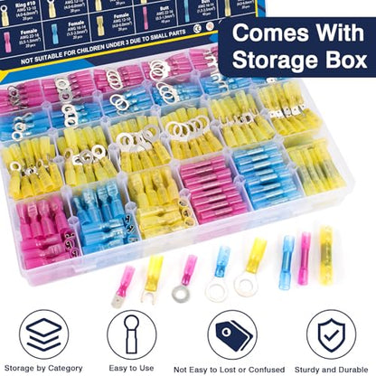 ZQZ 610Pcs Heat Shrink Marine Wire Connectors Assortment Kit, Waterproof