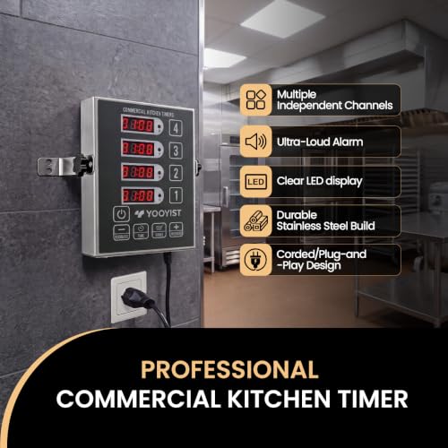 4 Channel Commercial Kitchen Timer Digital Stainless Steel Timer - color: Gray