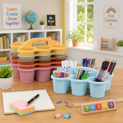 6 Pack Classroom Caddy With Handle for School Supplies, Groovy - color: Groovy