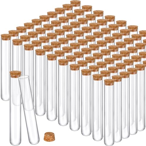 Thyle Glass Test Tubes Bulk with Cork Clear Stoppers, 30x200mm/100ml, 100pcs - size: 30x200mm/100ml