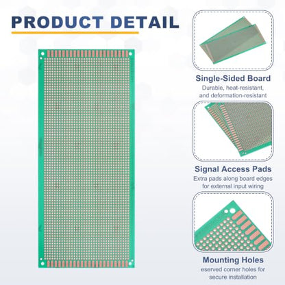 5Pcs 22x10cm PCB Prototype Board w 40-Pin Headers, Green - size: 22x10cm(2.54mm Pitch/1.5mm T)
