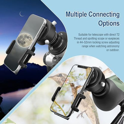 Astromania Smartphone Adapter with T2 Thread and Eyepiece Adapter 52-59m - size: IPhone and Eyepiece Adapter 52 - 59mm