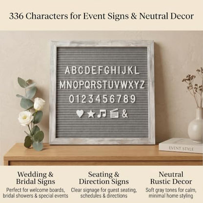 Rustic Gray Felt Letter Board 10x10 with Stand, Wall Mount, 336 Letters - color: Rustic Gray