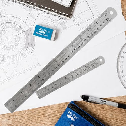 Mr. Pen- Metal Straight Edge Ruler, 2 Pack, 6" and 12", Gold - color: Gold, size: 6, 12 inch
