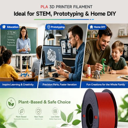 Kingroon PLA 3D Printer Filament,10 Rolls, Dimensional Accuracy +/- 0.03 mm, 10kg Spool(22lbs),1.75 mm,2Green+2Red+2Blue+2Yellow+2Skin - color: 10*1kg(2green+2red+2blue+2yellow+2skin）