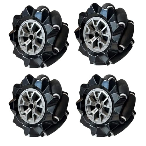 Premium 97mm Mecanum Wheels Compatible with Arduino Raspberry Pi Microbit, Robot Wheels, 4WD Omni Directional Tire with 4pcs Metal 5mm Coupling for AGV Robotic Moving Platform Robot Parts DIY Kit - color: Black, size: 97mm Wheel + 5mm Coupling