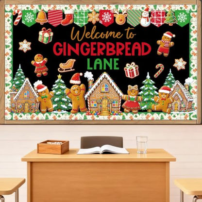 Christmas Gingerbread Lane Bulletin Board Classroom Decorations - color: Christmas Gingerbread Lane