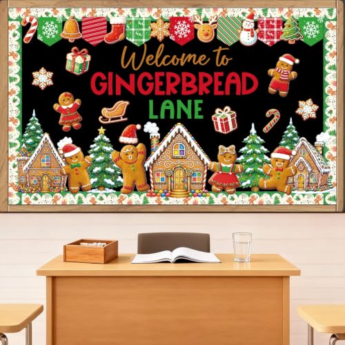 Christmas Gingerbread Lane Bulletin Board Classroom Decorations - color: Christmas Gingerbread Lane