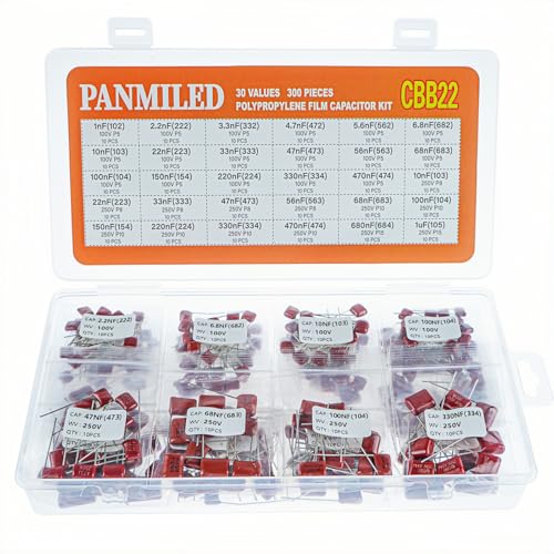 30 Values Metallized Polypropylene Film Capacitor Kit CBB22 100V-250V - style: 100V 250V 300PCS