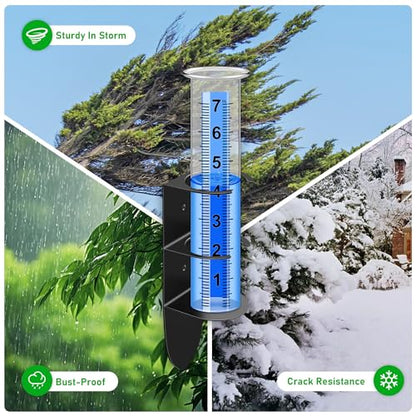 Rain Gauge Outdoor, Rain Gauge with 2 in 1 Stainless Steel Rack Holder