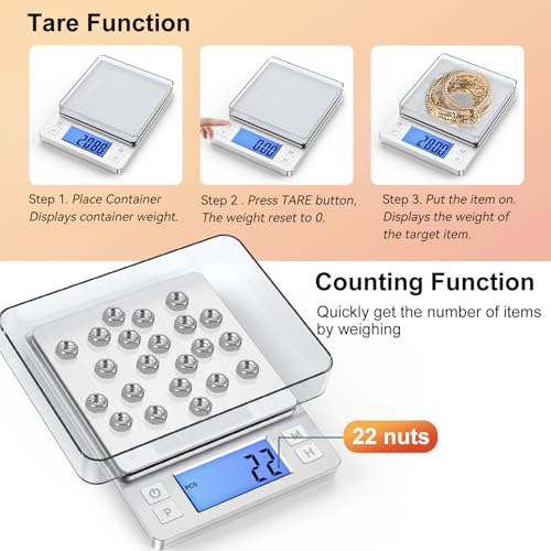 BOMATA 0.01g Small Digital Gram Scale, Upgraded 1kg Jewelry Scale - size: 0.01g/1kg Silver (Battery)