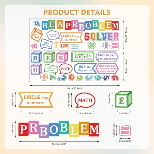 LHIUEM Mathematics Quotes Wall Decals Colorful Math Classroom Wall Sticker - color: Solver