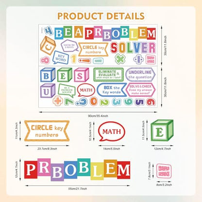 LHIUEM Mathematics Quotes Wall Decals Colorful Math Classroom Wall Sticker - color: Solver