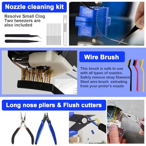 135PCS 3D Printer Tools Kit,3D Printer Accessories for 3D Printer Modeler Basic Tools Diverse,Including Nozzle Cleaning Kit,Polishing Machine,Deburring Tool for Remove/Trim and Finish 3D Print - style: 135PCS
