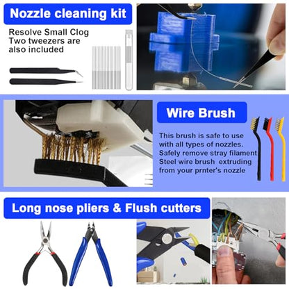 135PCS 3D Printer Tools Kit,3D Printer Accessories for 3D Printer Modeler Basic Tools Diverse,Including Nozzle Cleaning Kit,Polishing Machine,Deburring Tool for Remove/Trim and Finish 3D Print - style: 135PCS