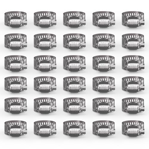 30PCS 304 Stainless Steel Worm Gear Hose Clamps, 5/8"-1" (16-25mm) - color: Silver, size: 5/8" to 1"(30pcs)