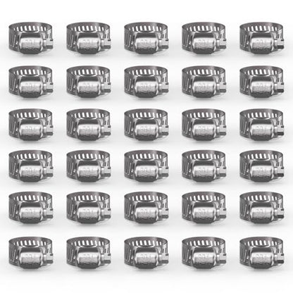 30PCS 304 Stainless Steel Worm Gear Hose Clamps, 5/8"-1" (16-25mm) - color: Silver, size: 5/8" to 1"(30pcs)