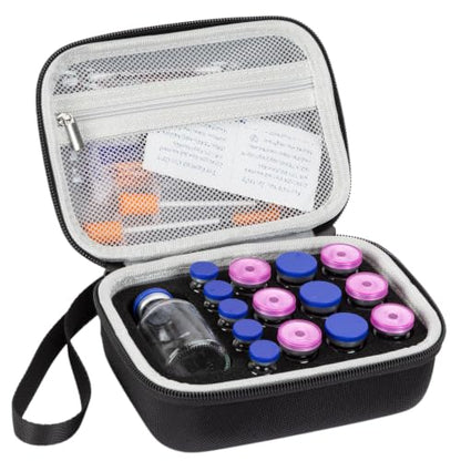 15 Slots Peptide Case for Fridge, Insulin Vial Protector Organizer Bag, Vial Storage Case for 1ml 3ml 5ml 10ml and 30ml Vials, Diabetic Medication Holder for Home and Travel - size: Black-15 Slots