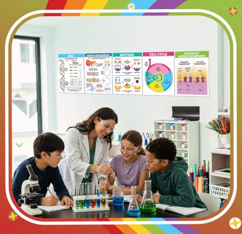 Sproutbrite 8 Pack 12”x16” Plant Cells & Human Body Science Posters & Chart