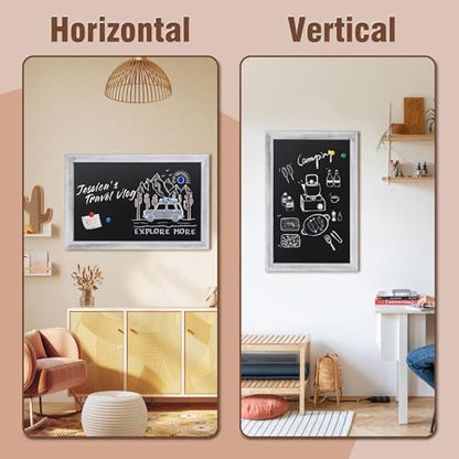 SELEAD Magnetic Chalkboard Words Sign - 20" x 30", White Solid Wood Frame - color: Rustic White, size: 20"W x 30"H