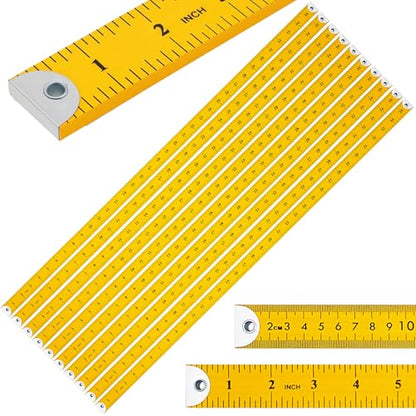 Hoteam 10 Pcs Wooden Yardstick 36 in Meter Ruler with Hang Hole, Yellow - color: Yellow